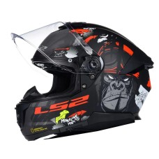 LS2 STREAM 2 ANGRY MONKEY MAT SİYAH-KIRMIZI KASK